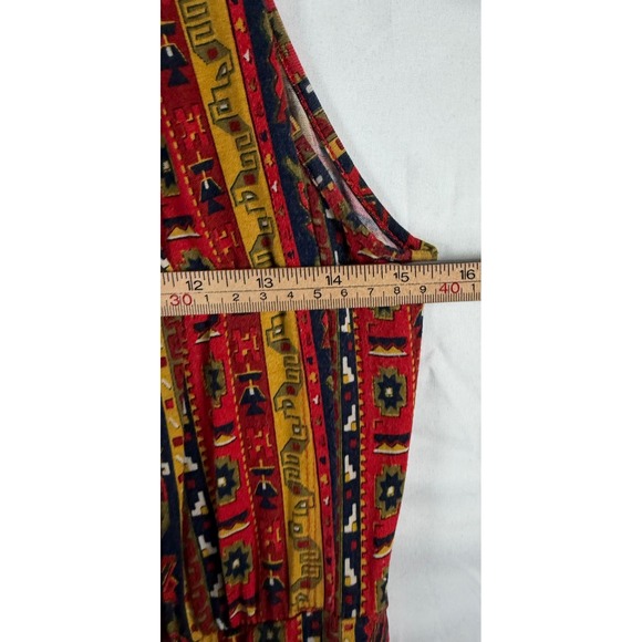 Lucky Brand Womens Tribal Geometric Stripe Midi Dress Red Yellow Navy Size Large - Picture 5 of 10